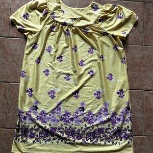 Vintage MuuMuu Anthony Richards Yellow Purple Flowers House Dress Sz M